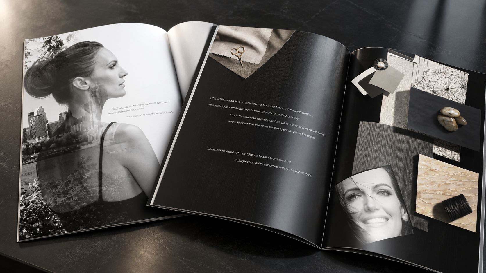 An open Encore brochure