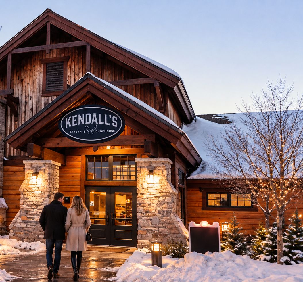 Guests arriving at Kendall’s on a snowy evening