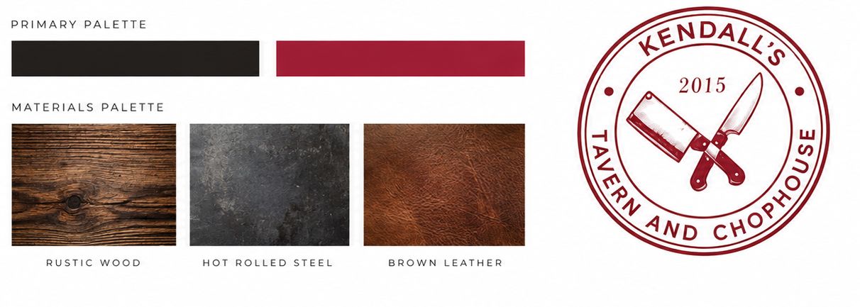 Kendall’s brand colors and round badge
