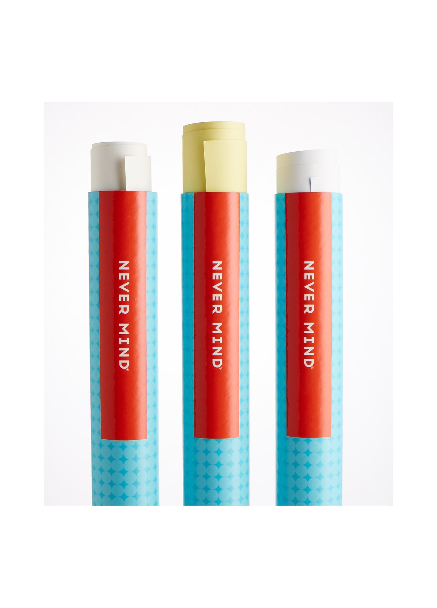 Three Never Mind poster tubes
