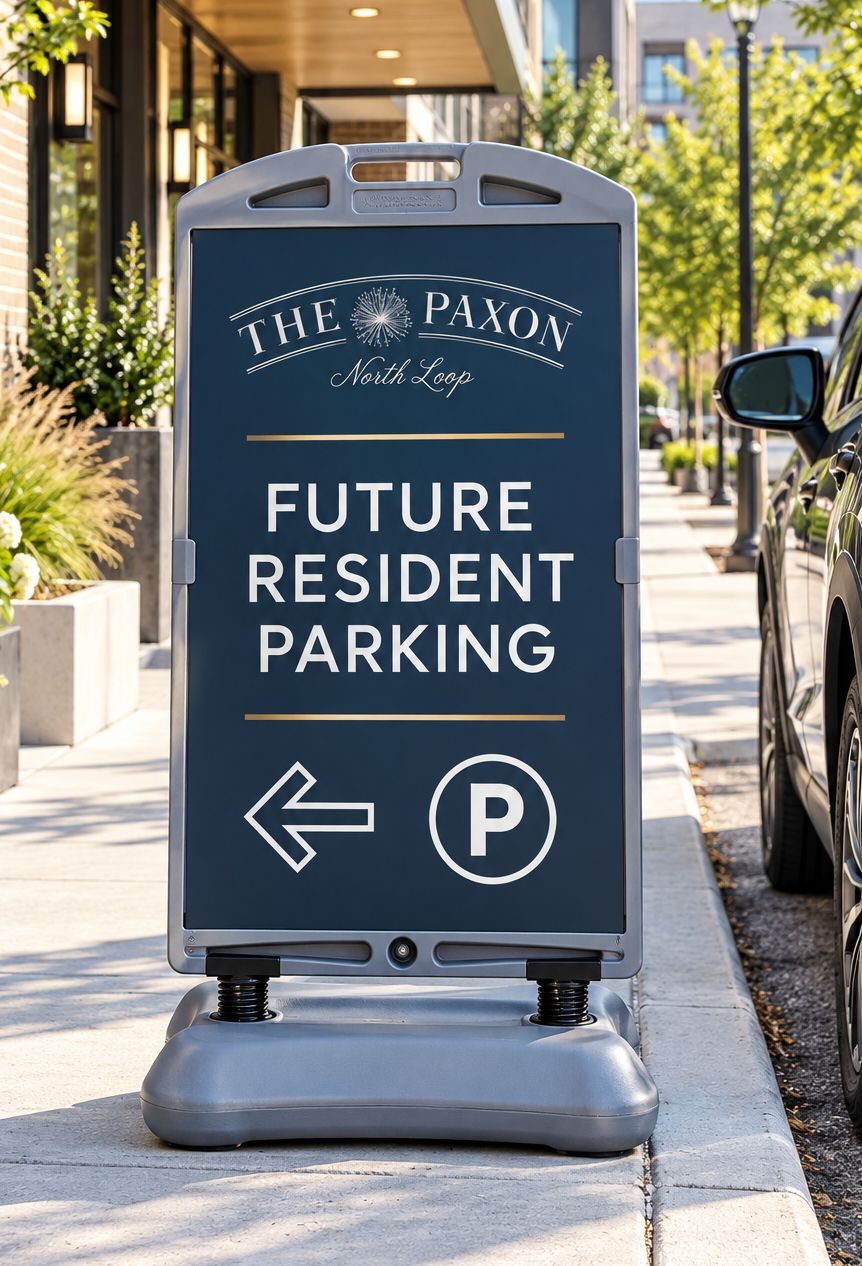 A Future Resident Parking sign in The Paxon style