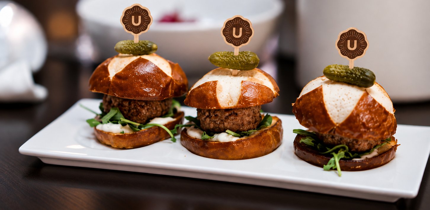 Three sliders, each with an Umbra burger pick