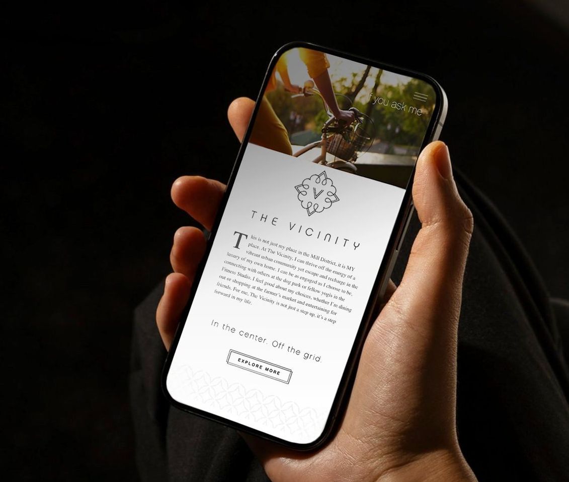 The Vicinity website on a phone